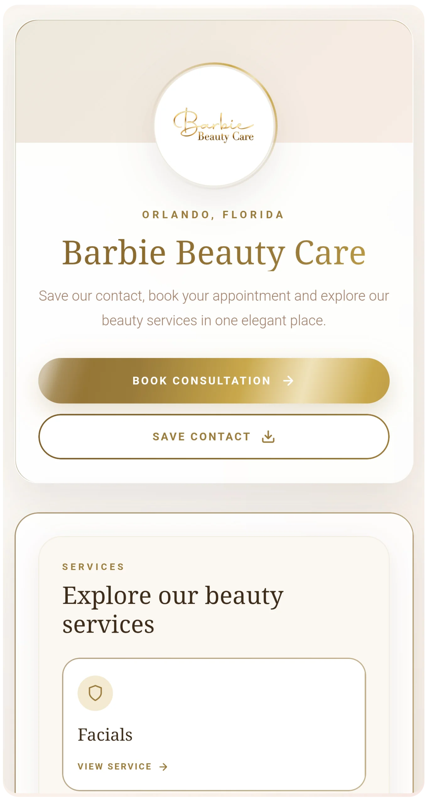 Smart Card de un centro de estética