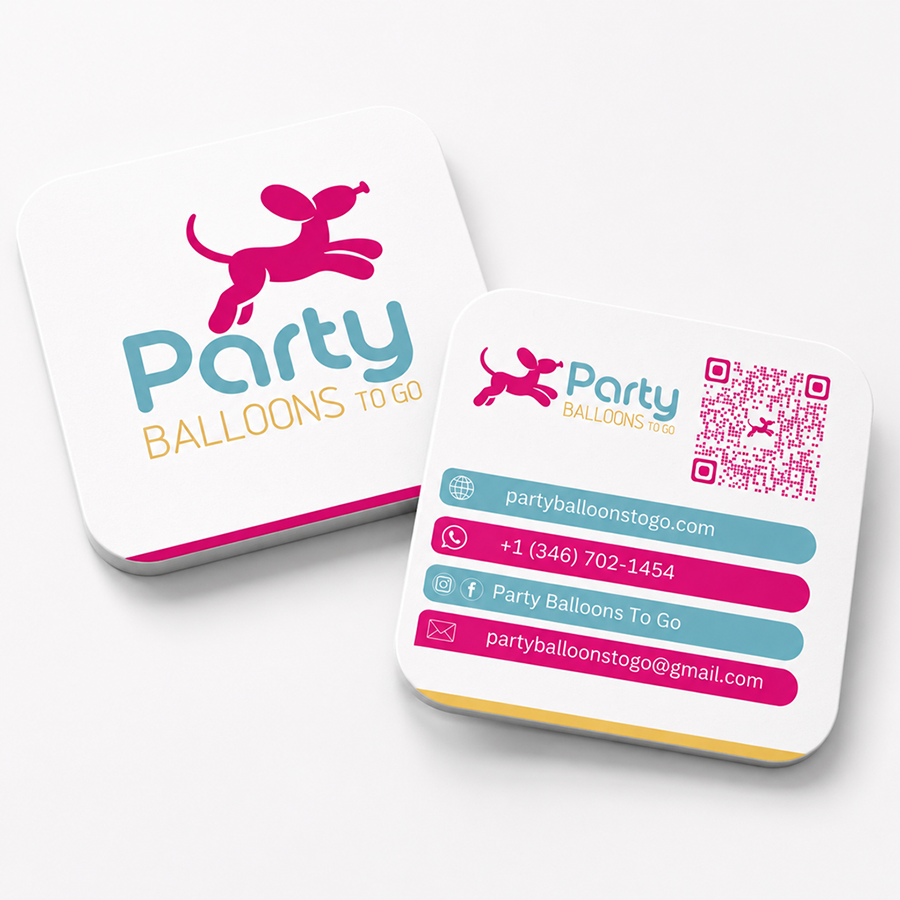 Tarjeta con código QR diseñada para una marca